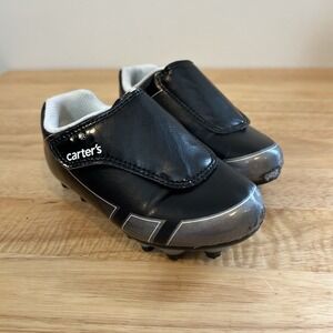 Carters Kid's Soccer Cleats Shoes Toddler Size 8 M Black Silver Sports‎